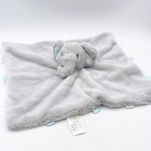 Kellytoy Elephant Baby Blanket Lovey Security Blankie Gray Aqua Polka Dot Tags